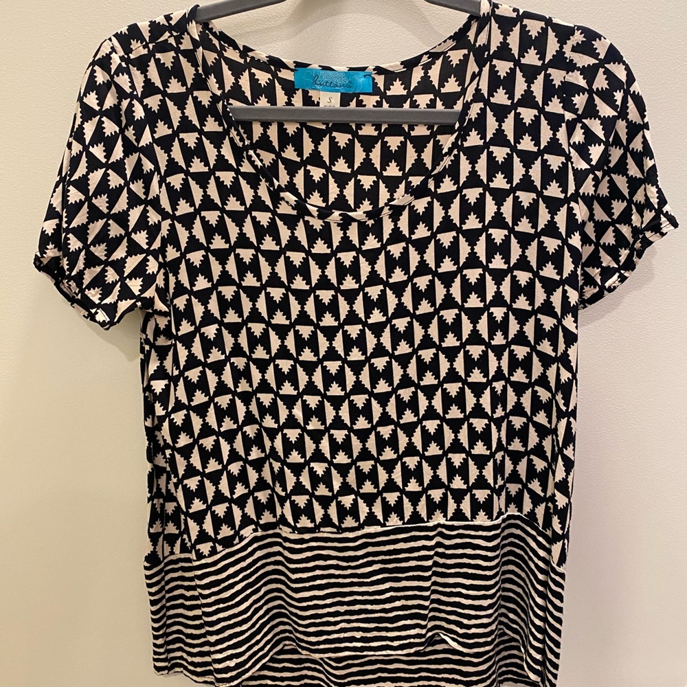 Cream and black blouse